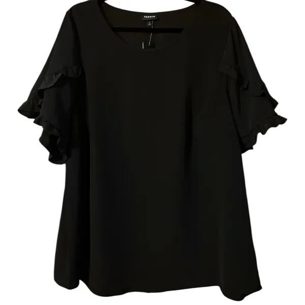 Torrid Georgette Ruffle Sleeve Scoop Neck Blouse Size 1 - Image 6