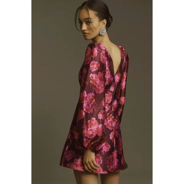 NWT!! Anthropologie BHLDN Aliana V Neck Floral Organza Mini Dress Large - Image 8