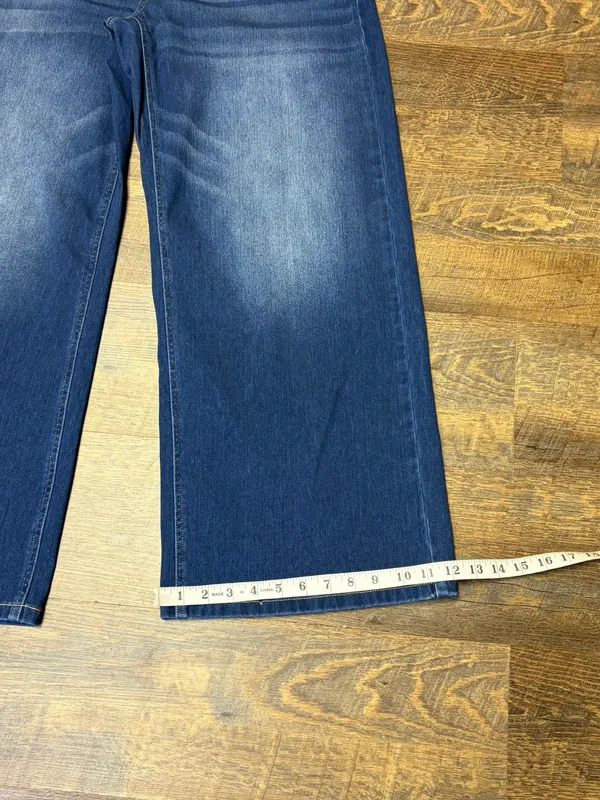 Halara Flex Denim Asymmetric Low Rise Button Zip Wide Leg Jeans Womens Large - Image 4