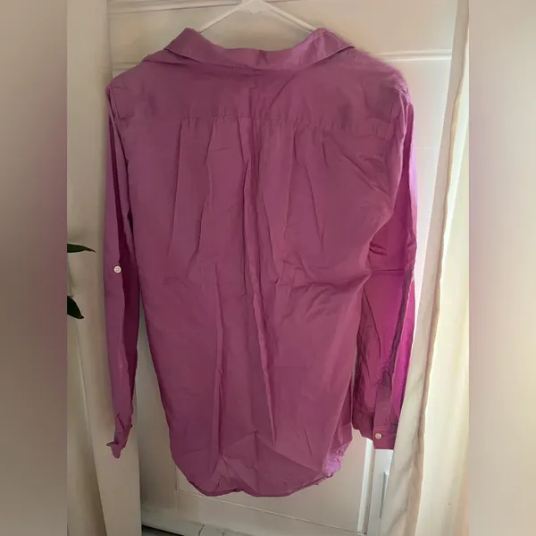LOFT The Softened Shirt Pink Blouse Size M - Image 2