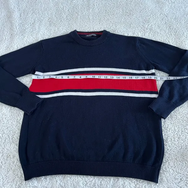 Brandy Melville Womens OS Crewneck Strips Navy Red Preppy Country Club Casual - Image 3