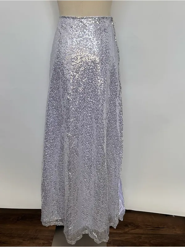 Daisy Corsets silver Sequin Maxi Skirt with Subtle Sheen - Image 3