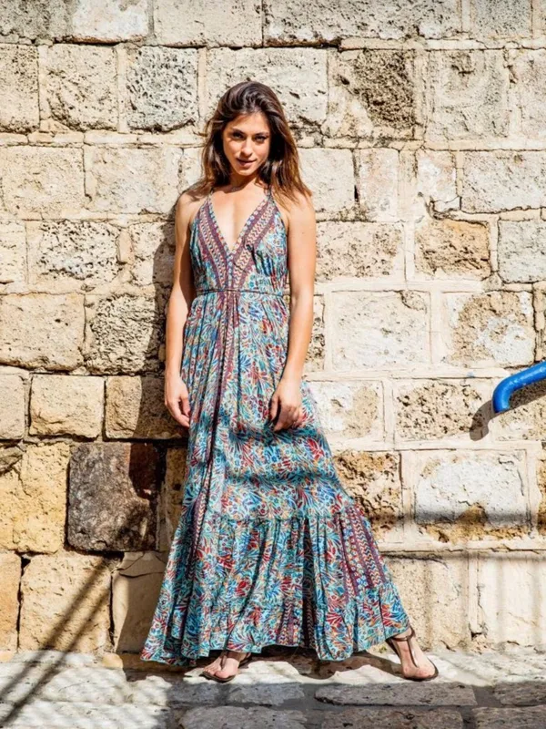 Open Back Boho‎ Love Maxi Dress In Floral Print - Size: One Size. - Image 6