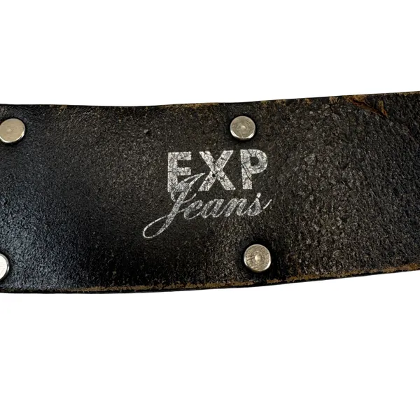 EXP Jeans Leather Belt Studded Whipstitch Brown Y2K Western‎ Grunge Small USA - Image 2