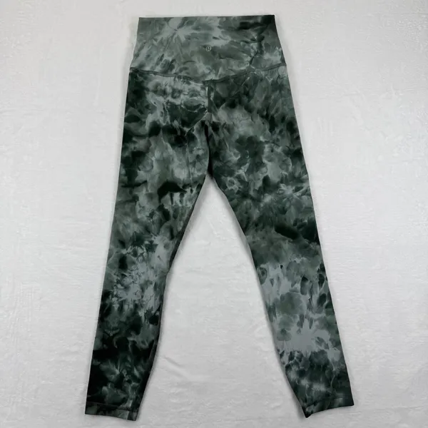 Lululemon Align High Rise Tie Dye Leggings‎ Women Size 6 Green Black Yoga Pants - Image 5