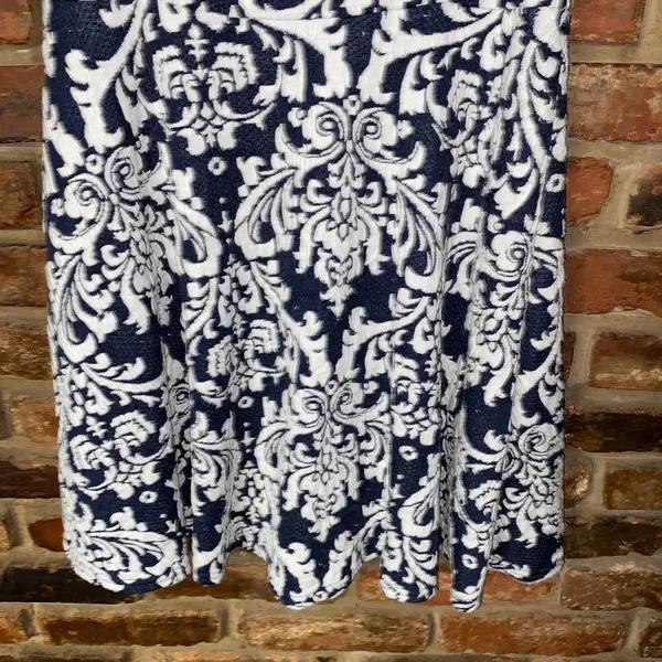 Lulus Navy Blue White Sweet On You Jacquard Mini Dress Women's Size Large - Image 4