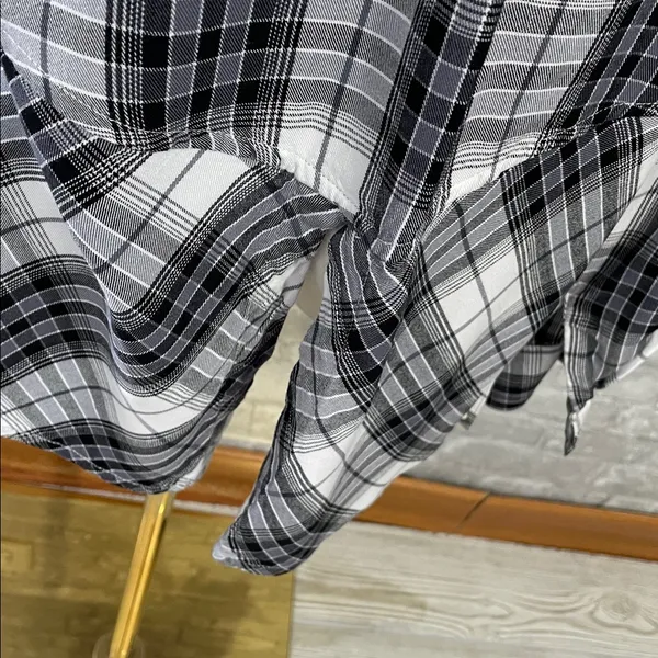 Sam Edelman Monochrome Plaid Button Down Shirt - Image 6