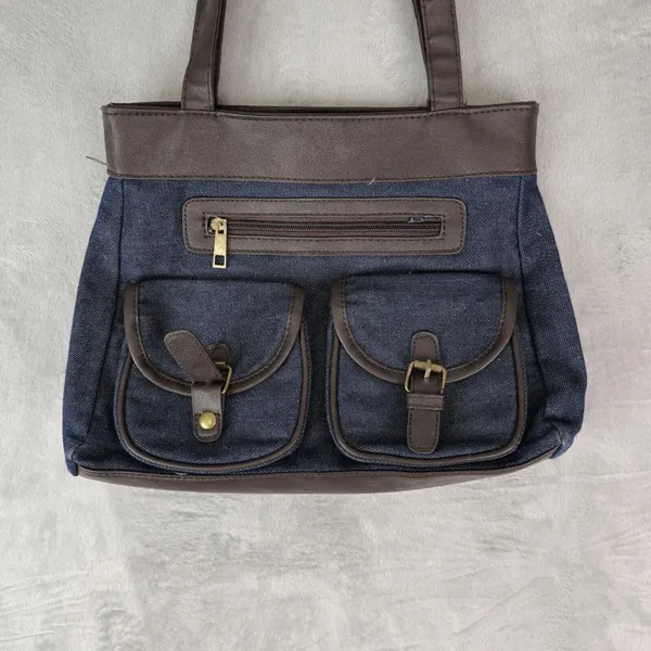 Gold Coast Blue Denim Faux Leather Shoulder Bag‎ - Image 7