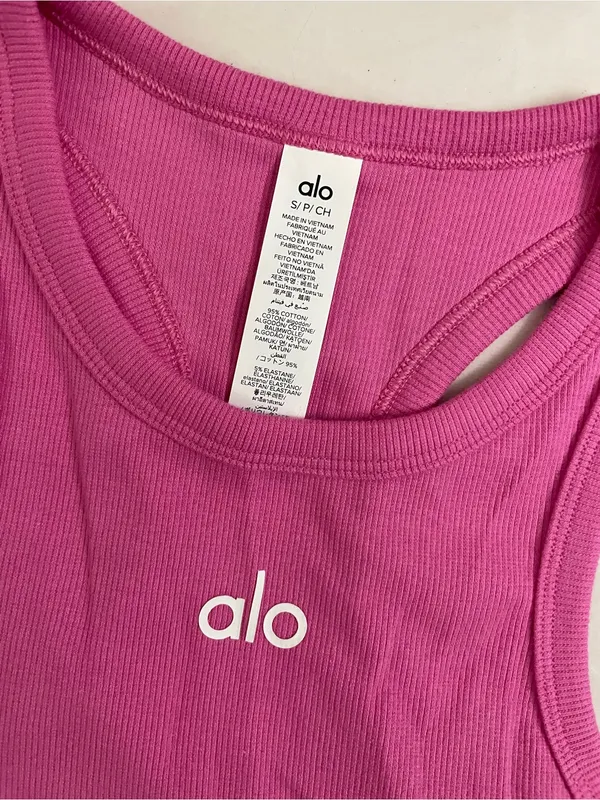 Alo NWT Aspire Tank Top Ribbed Cropped Paradise Pink Size S - Image 8
