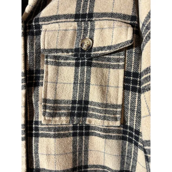 Windsor Women's Size M Tan Plaid Shirt Jacket Shacket Flannel *Missing Button* - Image 3