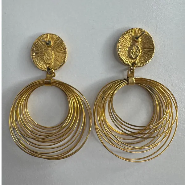 Vintage 1980s–1990s Couture Gold Tone Wire Chandelier Statement Earrings - Image 3