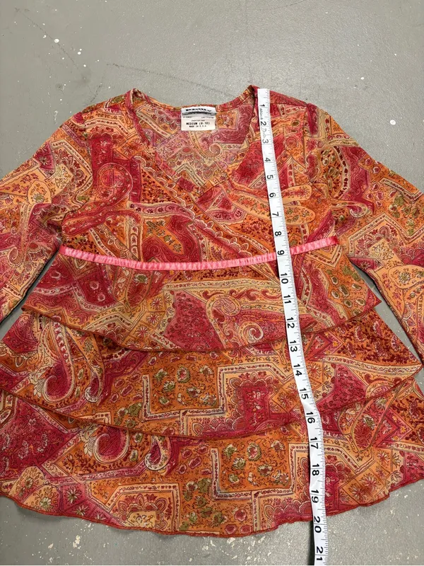 Philly California 90s Y2K Vintage Fairy Core Tiered Red Orange Womens Medium - Image 4