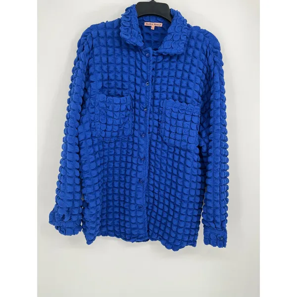Bailey Rose Popcorn Texture Shirt & Crop Tank‎ Set Women Royal Blue S Retro Y2K - Image 2