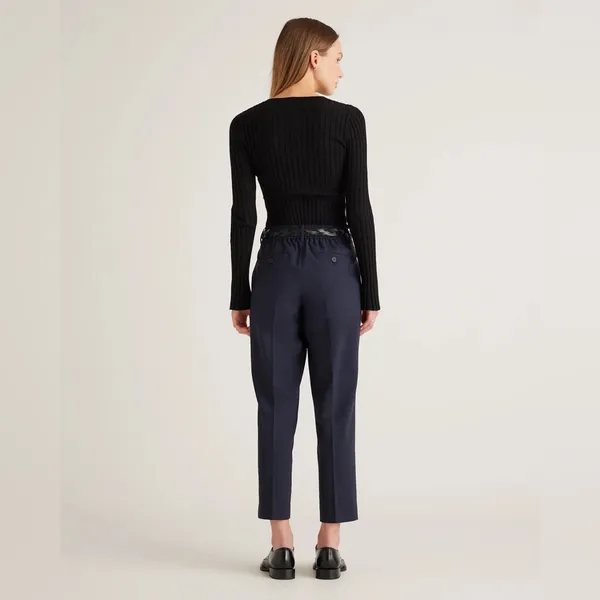 NWT Quince Navy Business Casual Italian Wool Slim Leg Ankle Pants Size 6 - Image 5