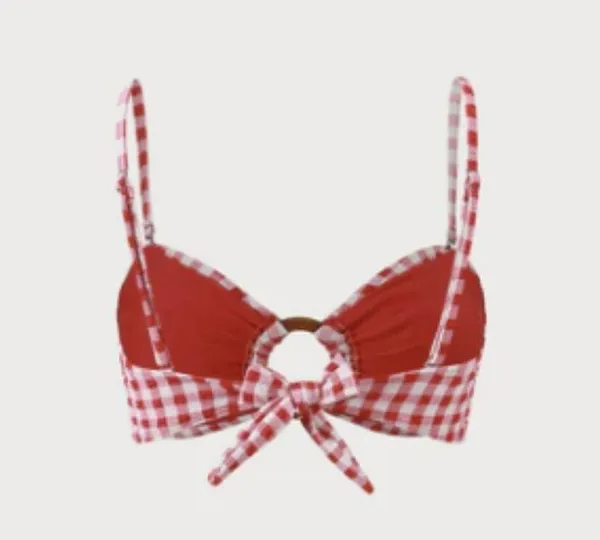 BERLOOK Red Plaid O-Ring Ruched Bikini Top AND Red Plaid Ruched Bikini Bottom 22 - Image 6