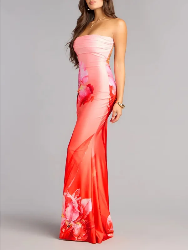 Windsor Summer Tropical Strappy Formal Dress Strapless - Image 3