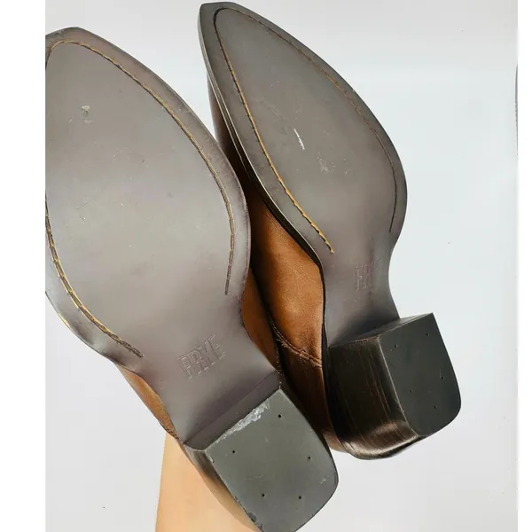 Frye Sacha Brown Leather Western Mule Booties Cowgirl Shoes Size 7 - Image 6