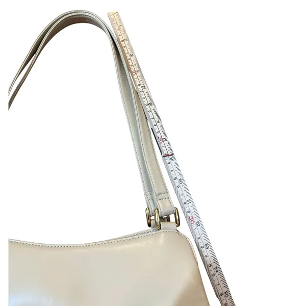 Etienne Aigner Cream Leather Shoulder Bag Gold Hardware Triple Compartment Purse - Image 10