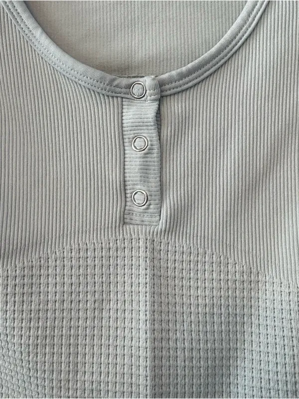 Free People movement bail out long sleeve top in artic snow light blue med/large - Image 4
