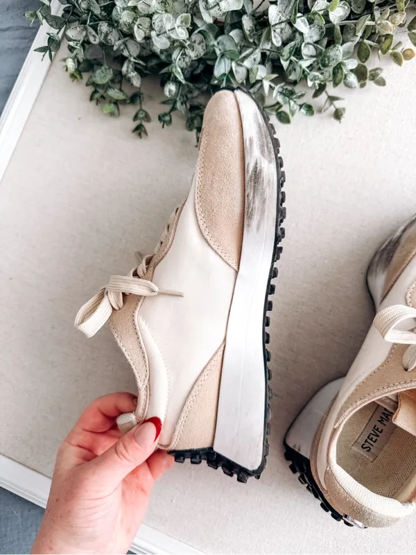 Steve Madden Campo Beige Suede & Canvas Platform Sneakers | Women’s Size 6 - Image 5