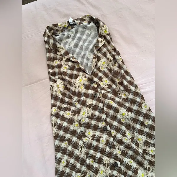 Urban Outfitters Brown Checkered Floral Maxi Dress - Image 5