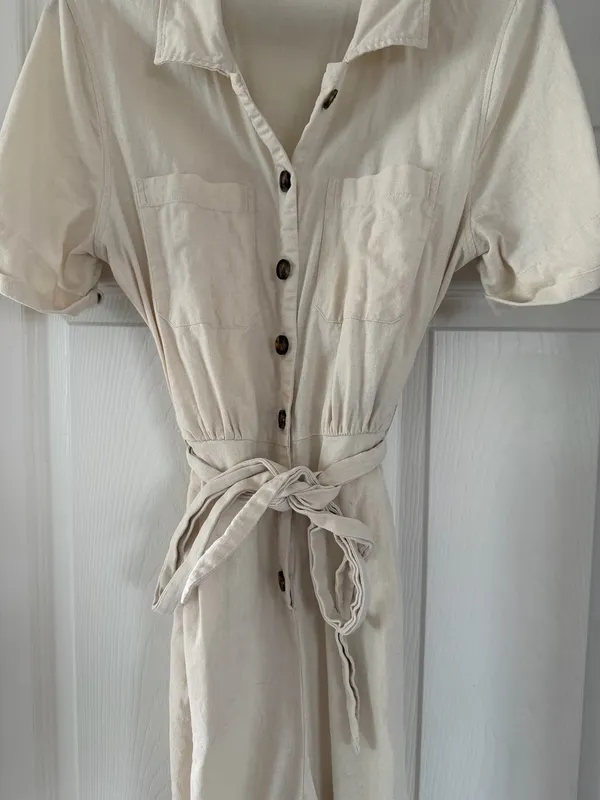 Who What Wear Cream Short-Sleeve Utility Jumpsuit - Image 4