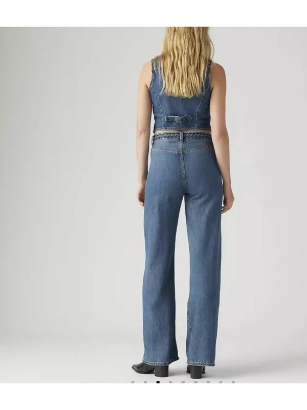 New Levi's Premium 25x32 Ribcage Wide Leg Braided Jeans Big Yikes Dark Wash - Image 2