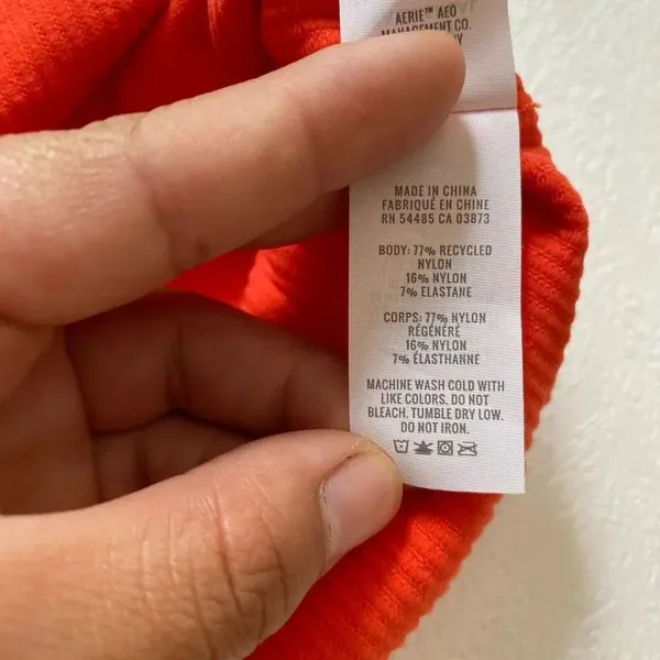 Aerie Orange Ribbed Lettuce Trim Cropped Cami Tank Top Size Large - Image 8