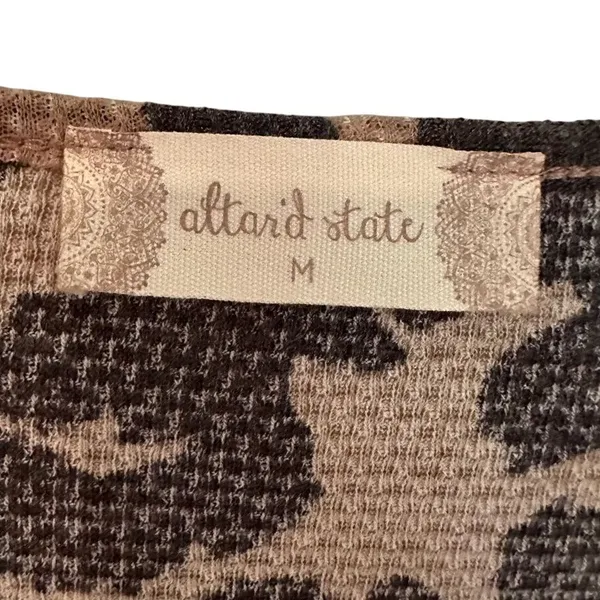 Altar'd State Leopard Peplum Top Women's‎ M Brown Ruffle Boho Hippie Waffle Knit - Image 3