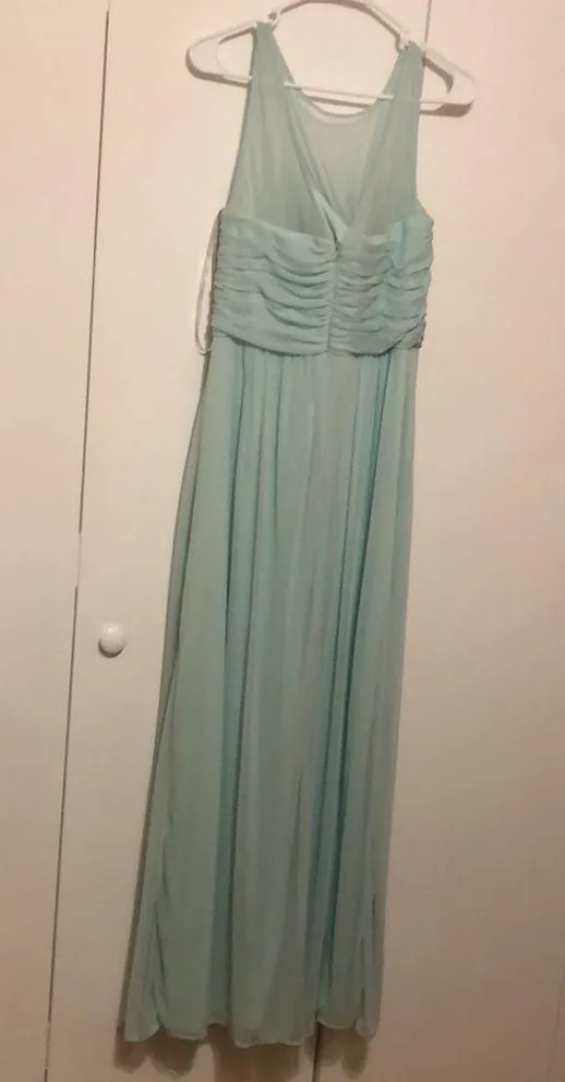 David’s Bridal Long Mint Mesh Bridesmaid Dress Size 12 - Image 4