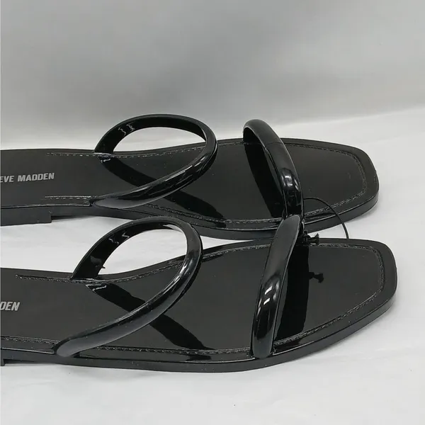 Steve Madden Pike Strappy Jelly Sandals Shoes Womens Size 10 Black Slip On Flats - Image 4