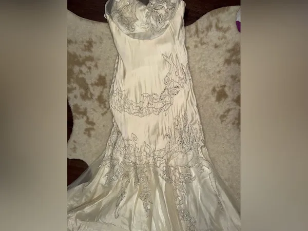 VTG Sue Wong Nocturne Silk Beaded Mermaid Wedding Dress Ivory Gown Sequin formal - Image 10