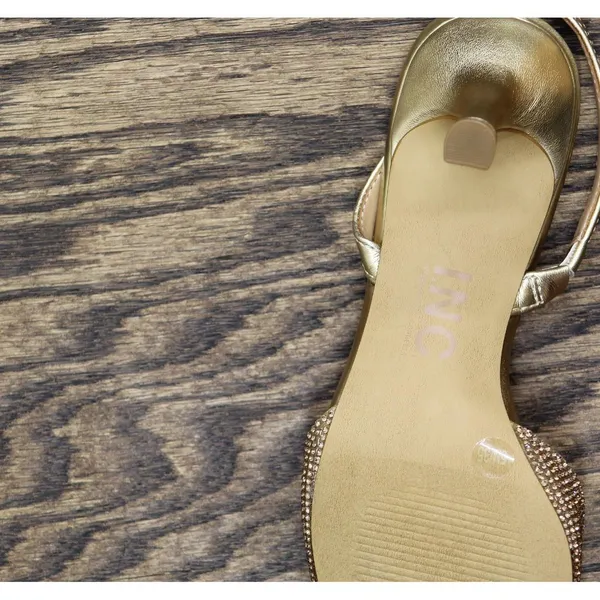 NWT INC International Concepts Slingback Kitten-Heel Pumps Gold Crystal 5M - Image 13