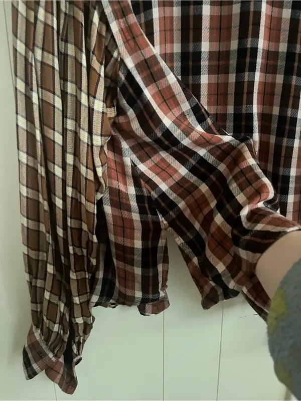 Free People SNOW TOP MOUNTAINS Red Plaid Shirt with Embroidered Sequins - Image 7