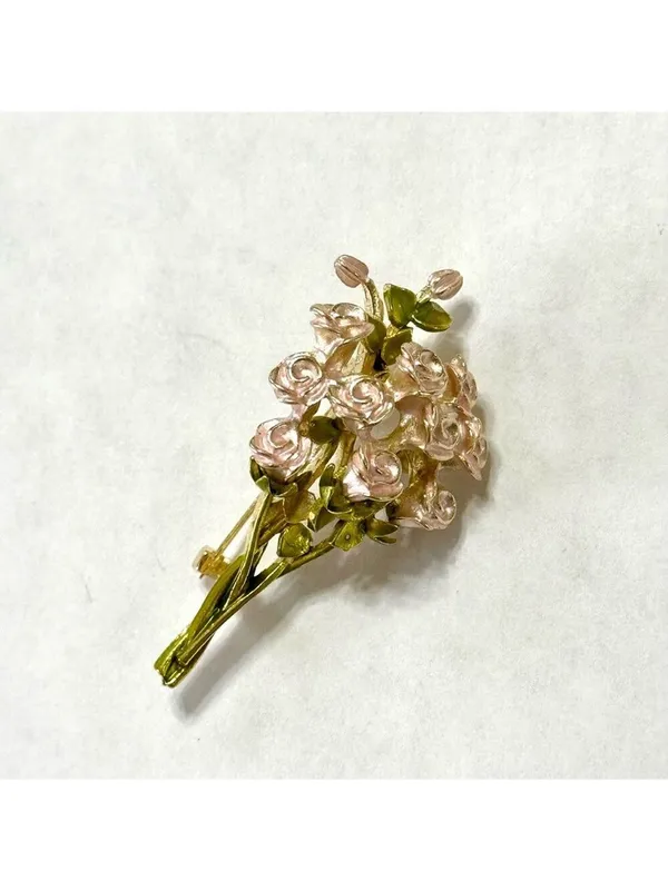 Floral Rose Bouquet Brooch Pink and Green New - Image 6