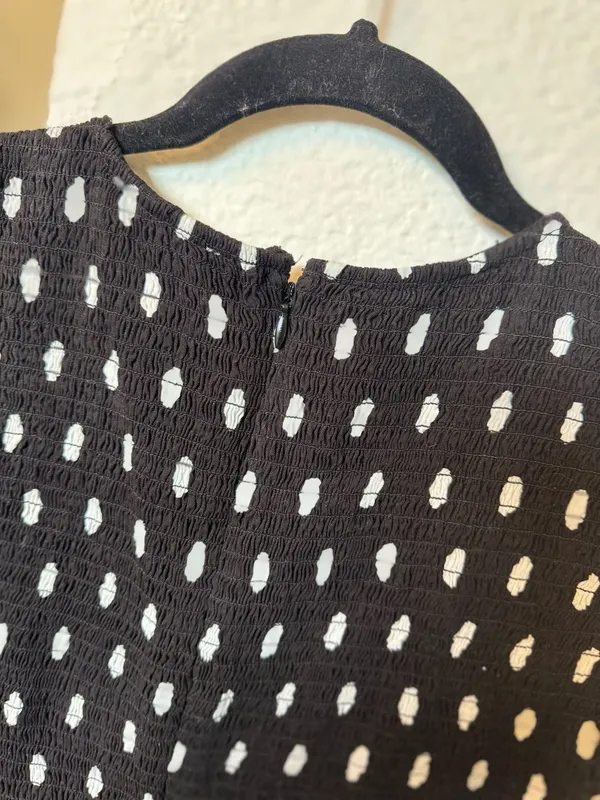 Calvin Klein Polka Dot Smocked Romper Size 14 Black White Sleeveless - Image 5