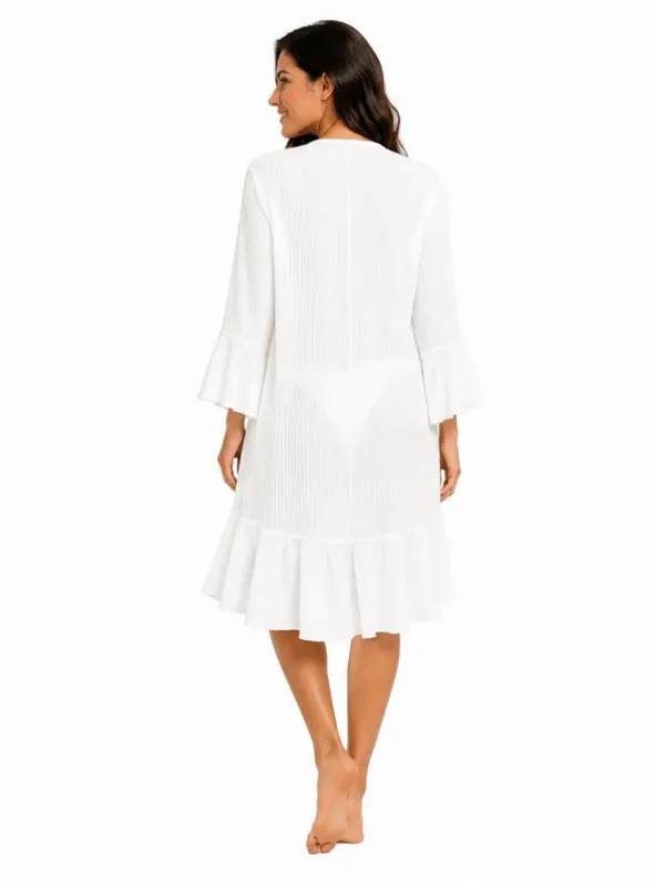 Cupshe Crisp Weave White Cover-Up Kimono Large - Image 3