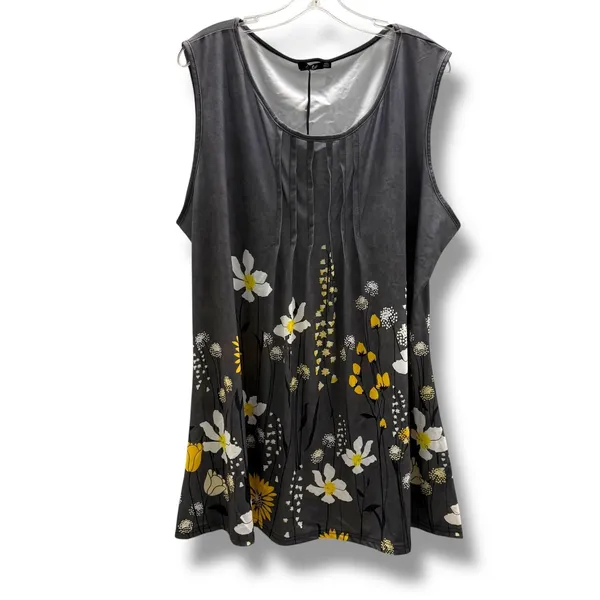 Lily‎ by Firmiana Gray Floral Print Pleated Tank - 4XL - NEW Women's - Image 3