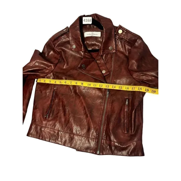 Wild Fern size medium distressed faux leather red Moto jacket - Image 6