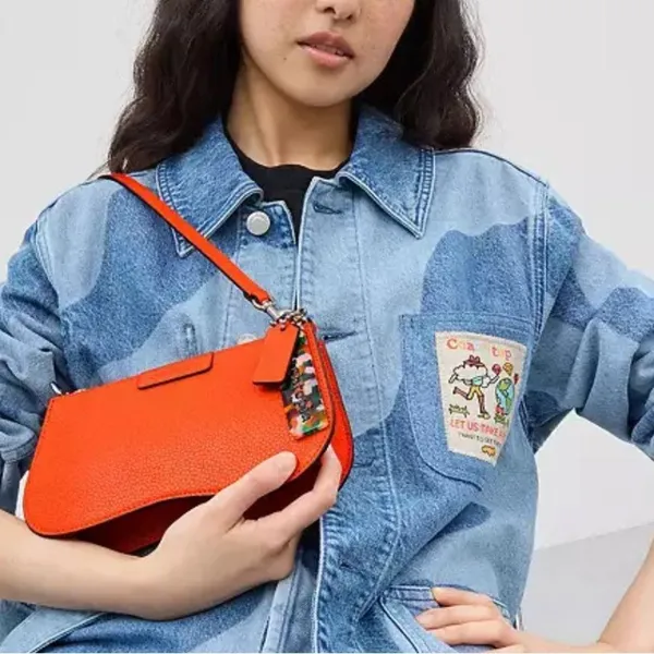 Coach CoachTopia Orange Leather zip curved Shoulder Bag - Image 3