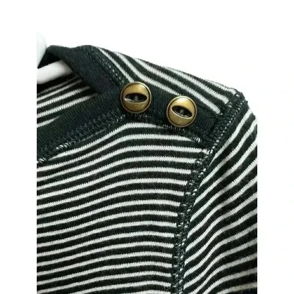 Lauren Ralph Lauren Women's Top Black Cream Stripes 3/4 Sleeves Large - Image 4