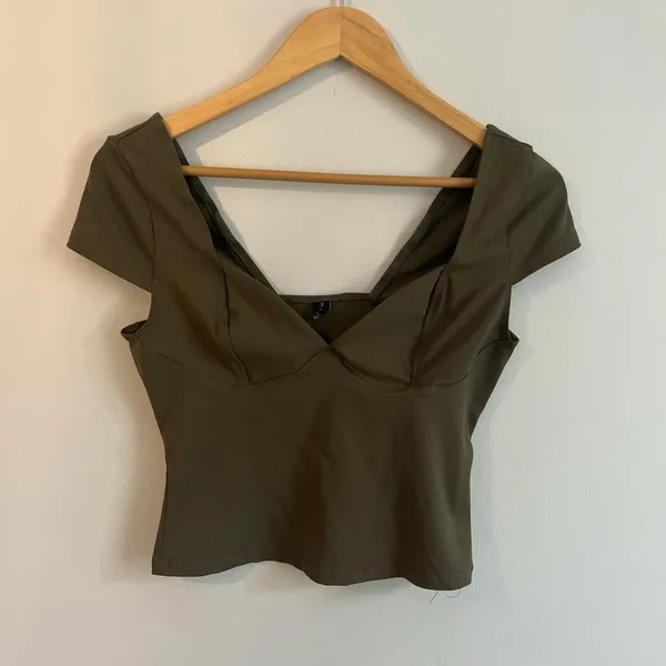 Stylish Olive Crop Top Green - Image 2