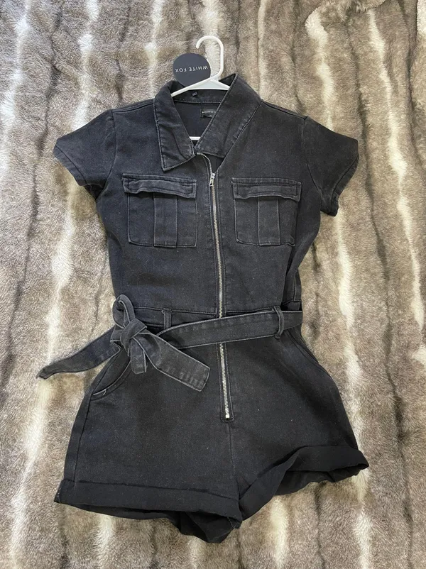 Black Denim Romper - Image 2