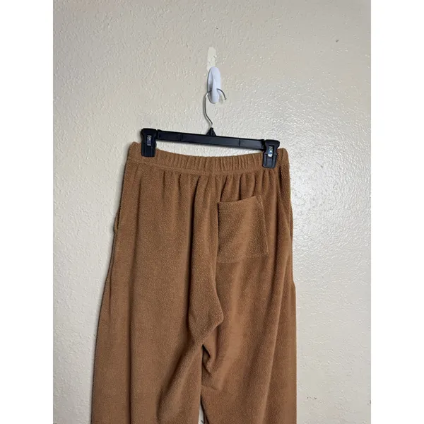 LESET Teddy Jogger size M French Terry Lounge Sweatpants Camel Brown - Image 8