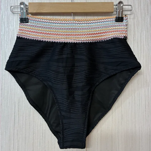 NWT Blooming Jelly Black High Waist Bikini Set Ribbed Crop Top Swimsuit‎ M - Image 6
