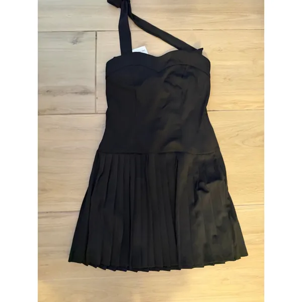 NEW Black Homecoming Cocktail Pleated Halter Mini Dress M - Image 3
