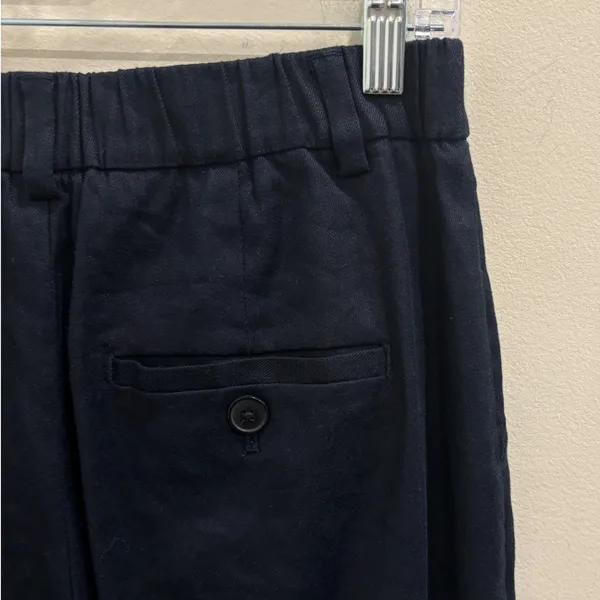 Maeve Avery Wide-Leg Pleated Trousers Navy Linen‎ Blend Small NEW Minimalist - Image 8