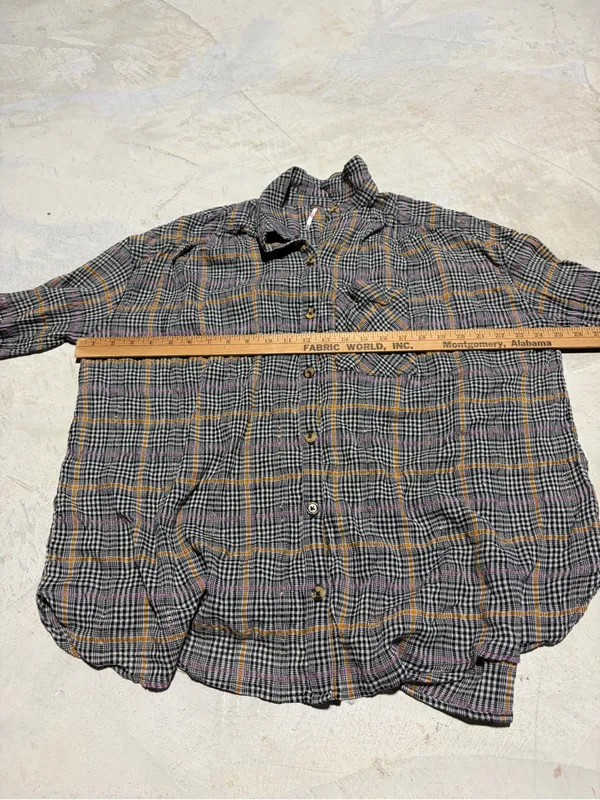 Free people Plaid Button-Up cotton Shirt medium - Image 3