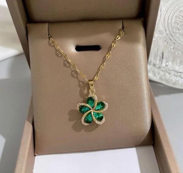 18K Gold Plated Crystal Flower Pendant Necklace for Women,Flower Necklace - Image 2