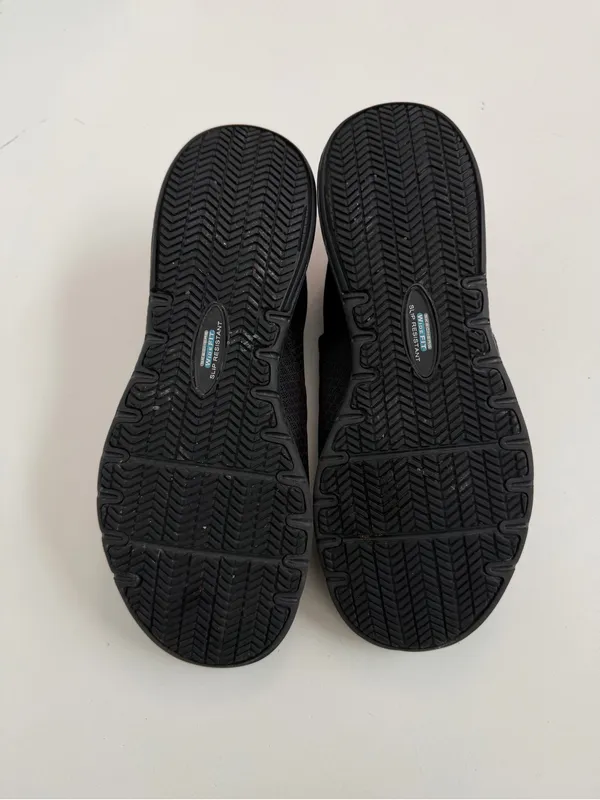 Skechers Loafer Sneaker Work Slip Resistant Air Cooled Memory Foam Comfort Black - Image 8
